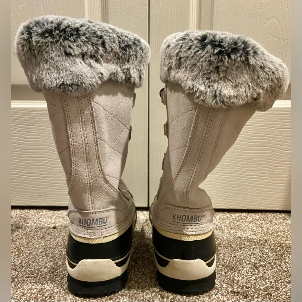 Khombu Boots Womens 7M Emily Knee High Lace Up Winter Snow Boot Gray Leather